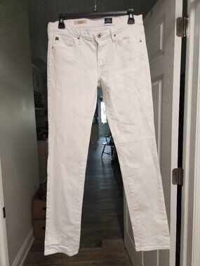 AG Adriano Goldschmied Low Rise The Stevie Slim Straight USA White Jeans 28R